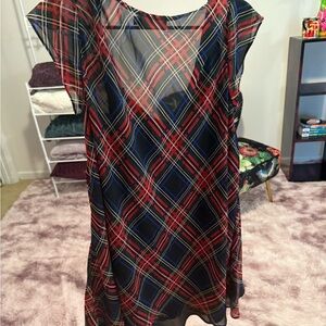 Chic Plaid Mini Dress in Red and Blue